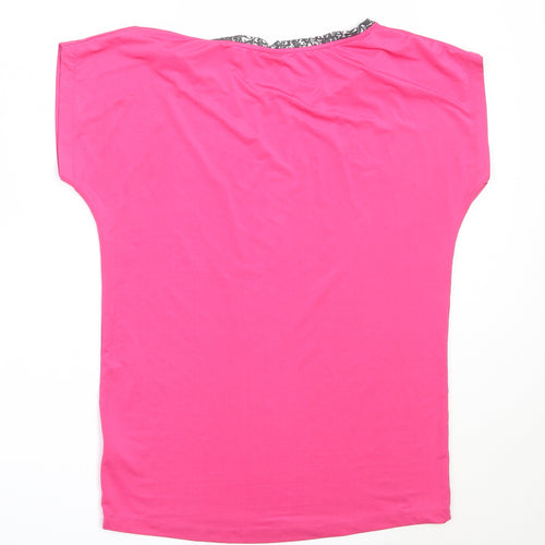 TRBEKA Womens Pink  Polyester Basic T-Shirt Size M Round Neck