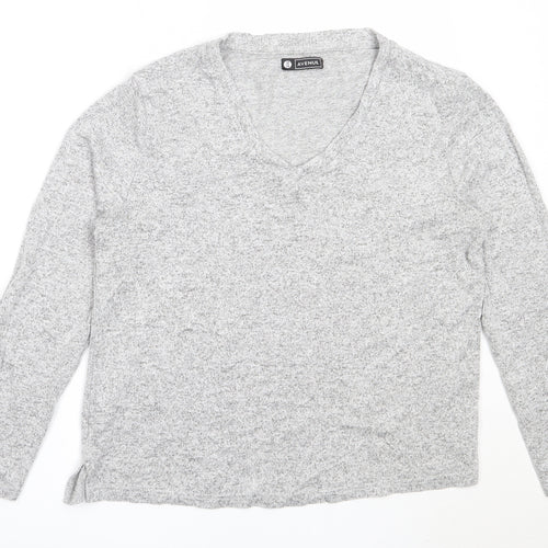 Avenue Womens Grey V-Neck  Viscose Pullover Jumper Size 12