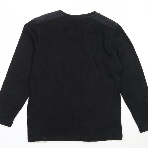 Easy Mens Black V-Neck  Cotton Pullover Jumper Size M