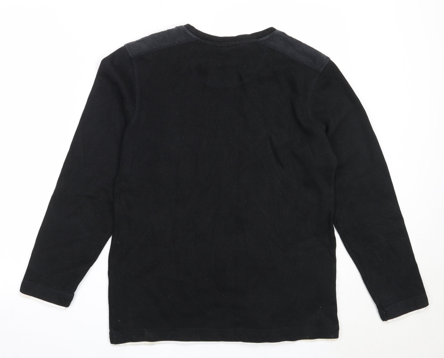 Easy Mens Black V-Neck  Cotton Pullover Jumper Size M
