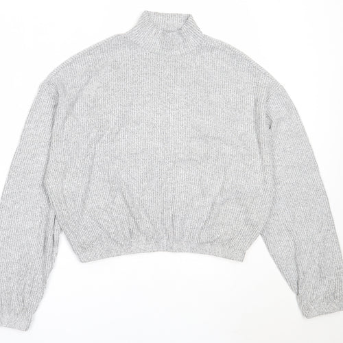 Garage Womens Grey High Neck  Rayon Pullover Jumper Size M