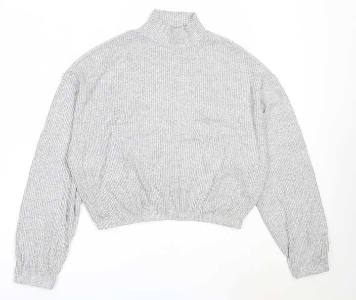 Garage Womens Grey High Neck Rayon Pullover Jumper Size M