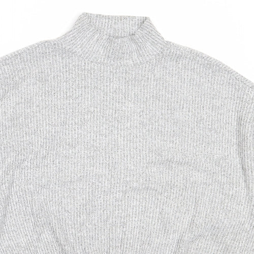 Garage Womens Grey High Neck  Rayon Pullover Jumper Size M