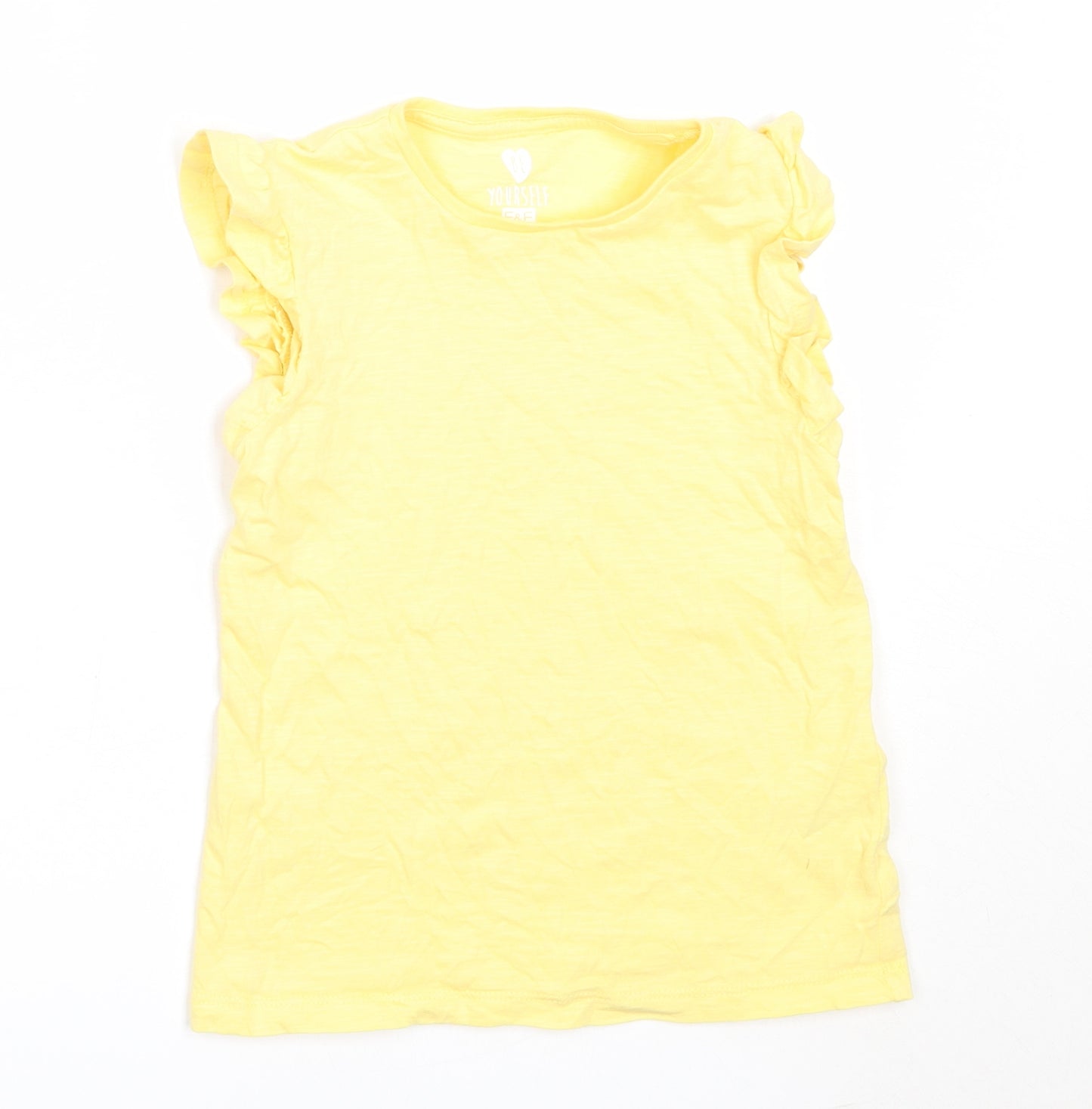 F&F Girls Yellow  Cotton Basic Tank Size 6-7 Years Round Neck