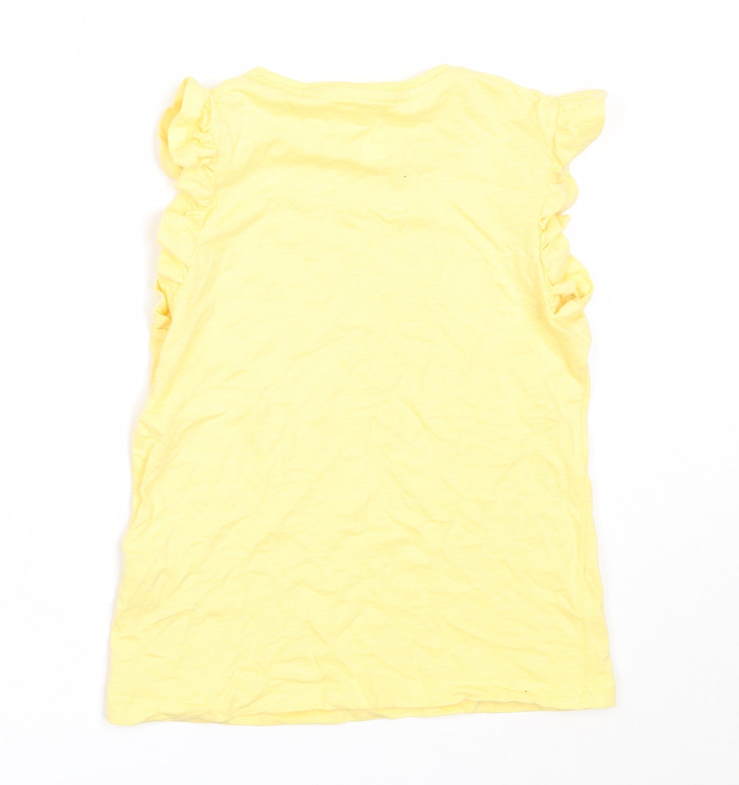 F&F Girls Yellow  Cotton Basic Tank Size 6-7 Years Round Neck