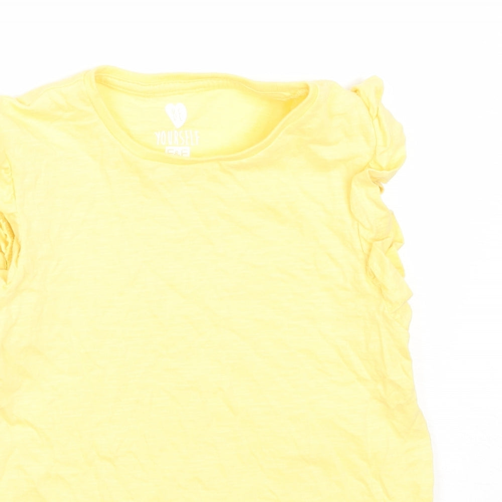 F&F Girls Yellow  Cotton Basic Tank Size 6-7 Years Round Neck