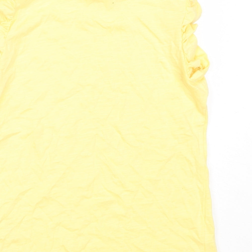 F&F Girls Yellow  Cotton Basic Tank Size 6-7 Years Round Neck