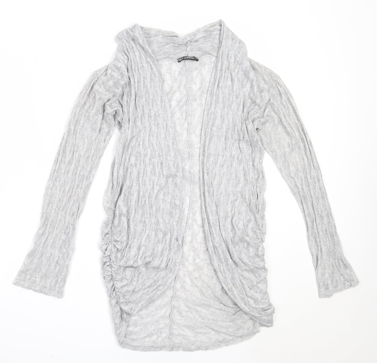 Graffic Womens Grey Round Neck  Polyester Cardigan Jumper Size M