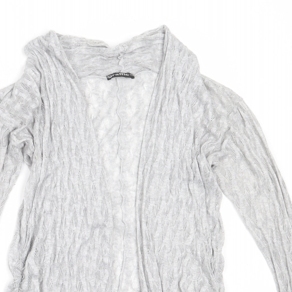 Graffic Womens Grey Round Neck  Polyester Cardigan Jumper Size M