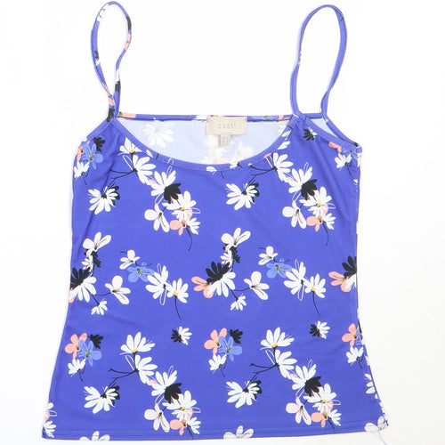 Coast Womens Blue Floral Polyester Camisole Blouse Size 10 Round Neck
