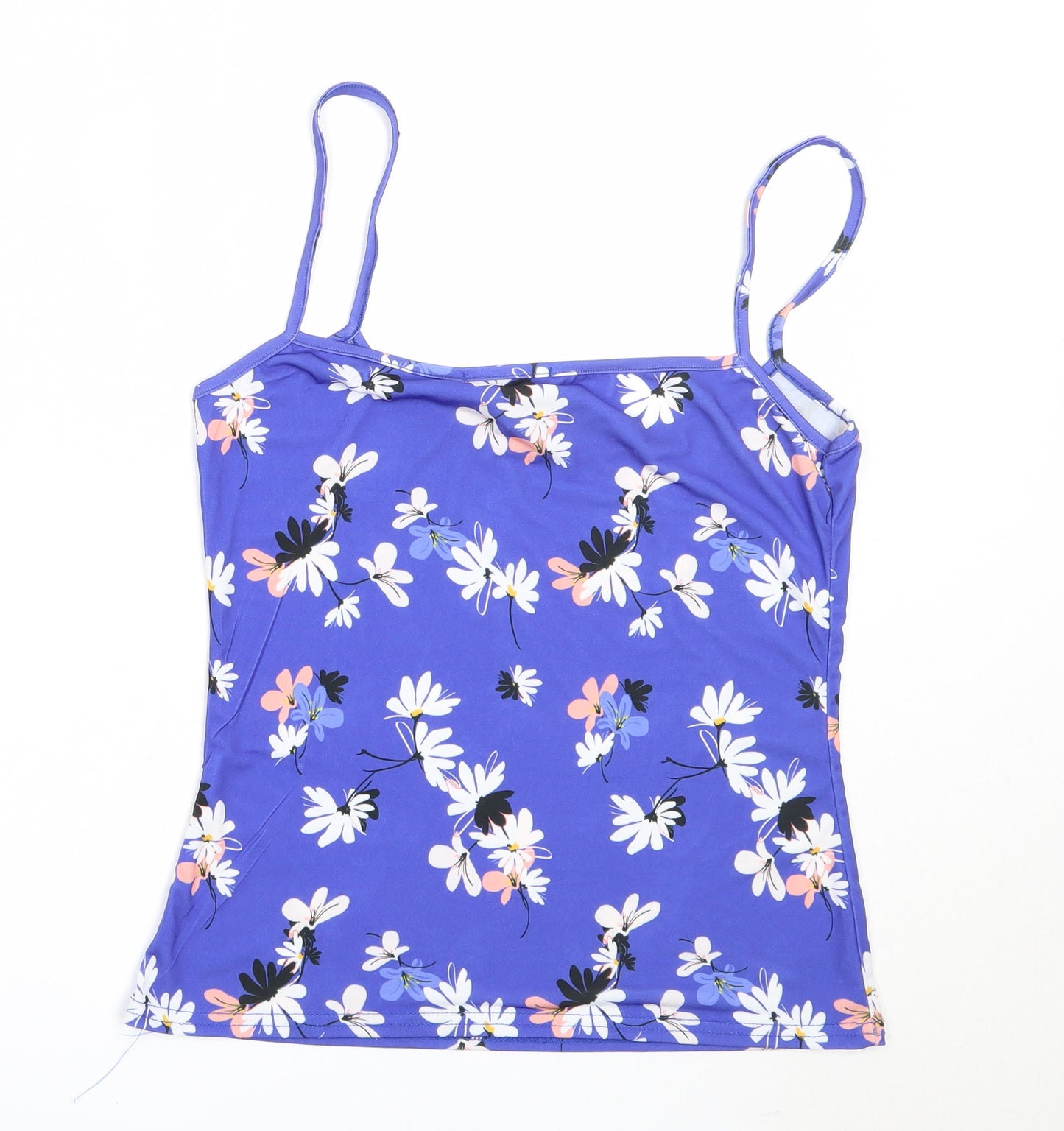 Coast Womens Blue Floral Polyester Camisole Blouse Size 10 Round Neck