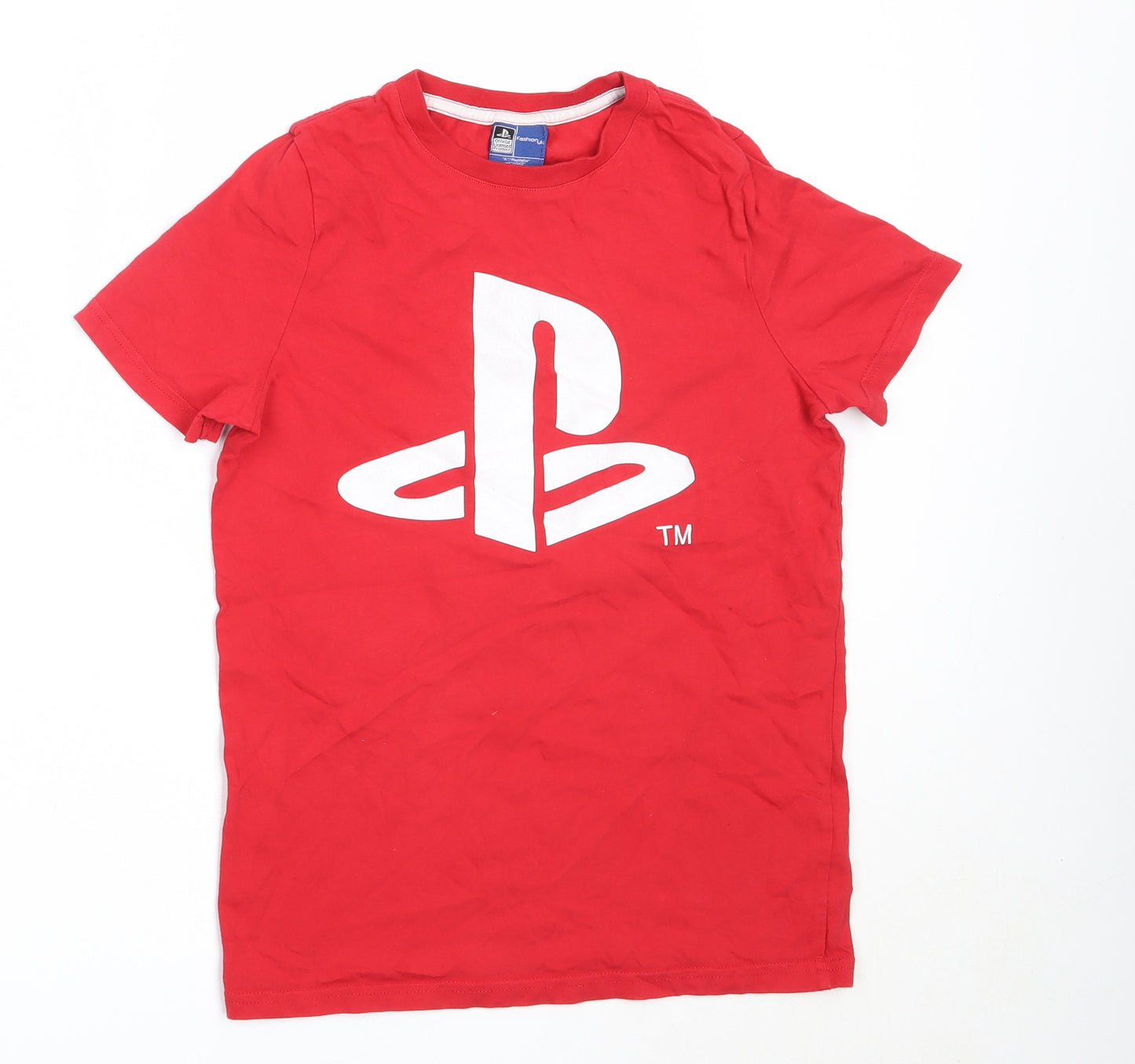 F&F Boys Red  Cotton Basic T-Shirt Size 10-11 Years Round Neck  - playstation