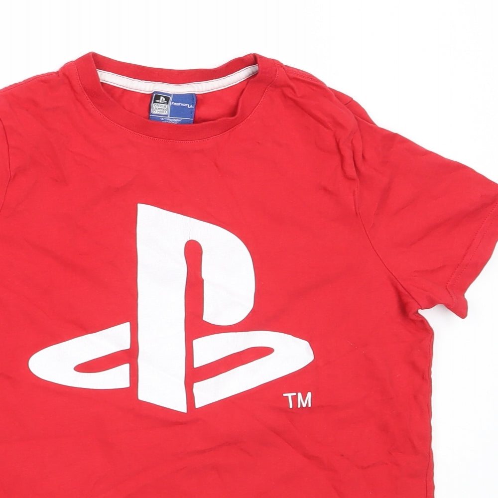 F&F Boys Red  Cotton Basic T-Shirt Size 10-11 Years Round Neck  - playstation