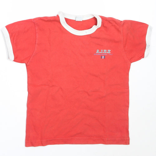 Adams Boys Red  Cotton Basic T-Shirt Size 4 Years Round Neck