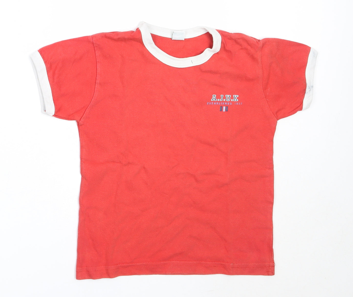 Adams Boys Red  Cotton Basic T-Shirt Size 4 Years Round Neck