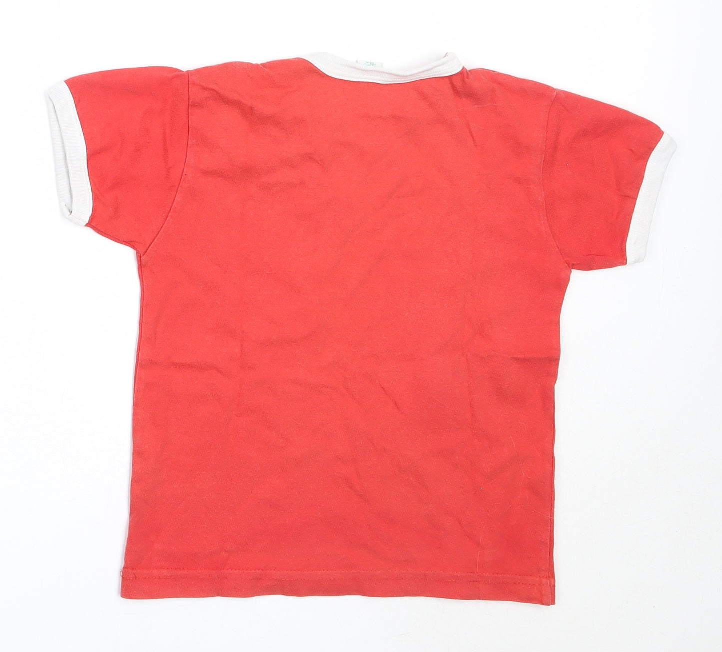 Adams Boys Red  Cotton Basic T-Shirt Size 4 Years Round Neck