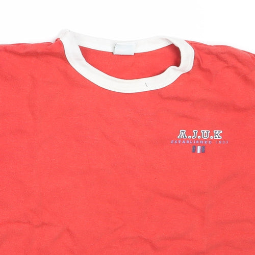 Adams Boys Red  Cotton Basic T-Shirt Size 4 Years Round Neck