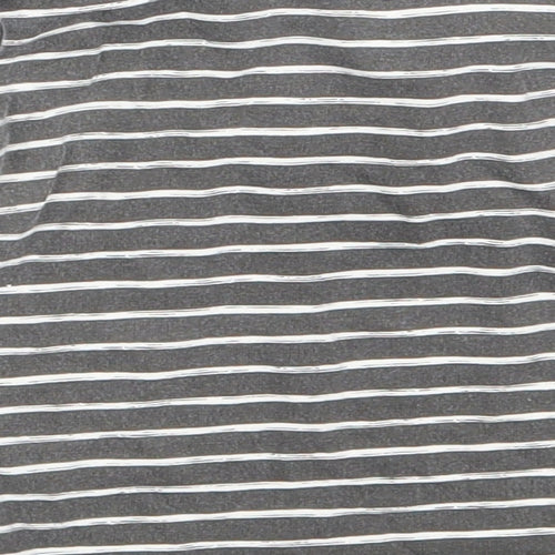 TU Boys Grey Striped Cotton Basic T-Shirt Size 6-9 Months Round Neck