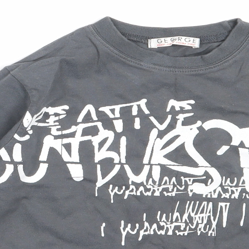 George Boys Grey  Cotton Basic T-Shirt Size 4-5 Years Round Neck