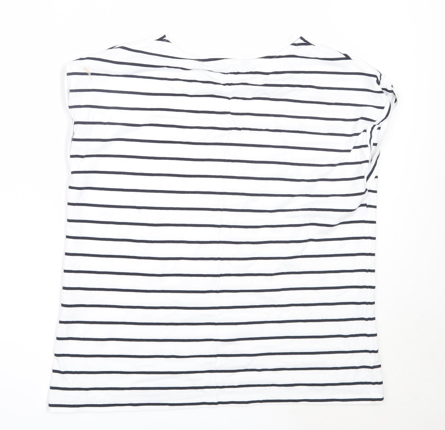 Dorothy Perkins Womens White Striped Cotton Basic T-Shirt Size 16 Round Neck