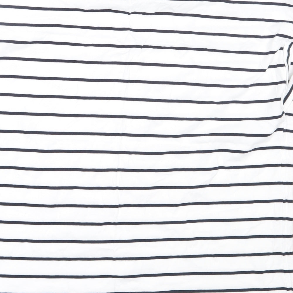 Dorothy Perkins Womens White Striped Cotton Basic T-Shirt Size 16 Round Neck