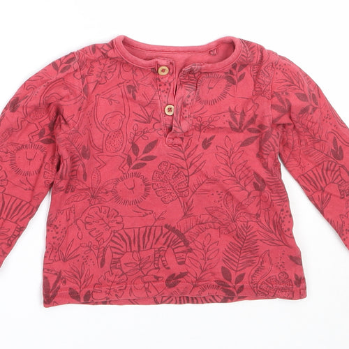TU Boys Red  Cotton Basic T-Shirt Size 6-9 Months Round Neck