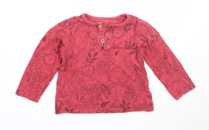 TU Boys Red Cotton Basic T-Shirt Size 6-9 Months Round Neck