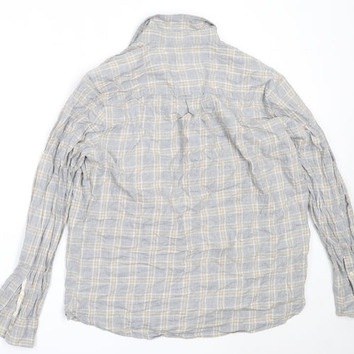 Hammond & Co Mens Grey Check Cotton  Button-Up Size L Collared