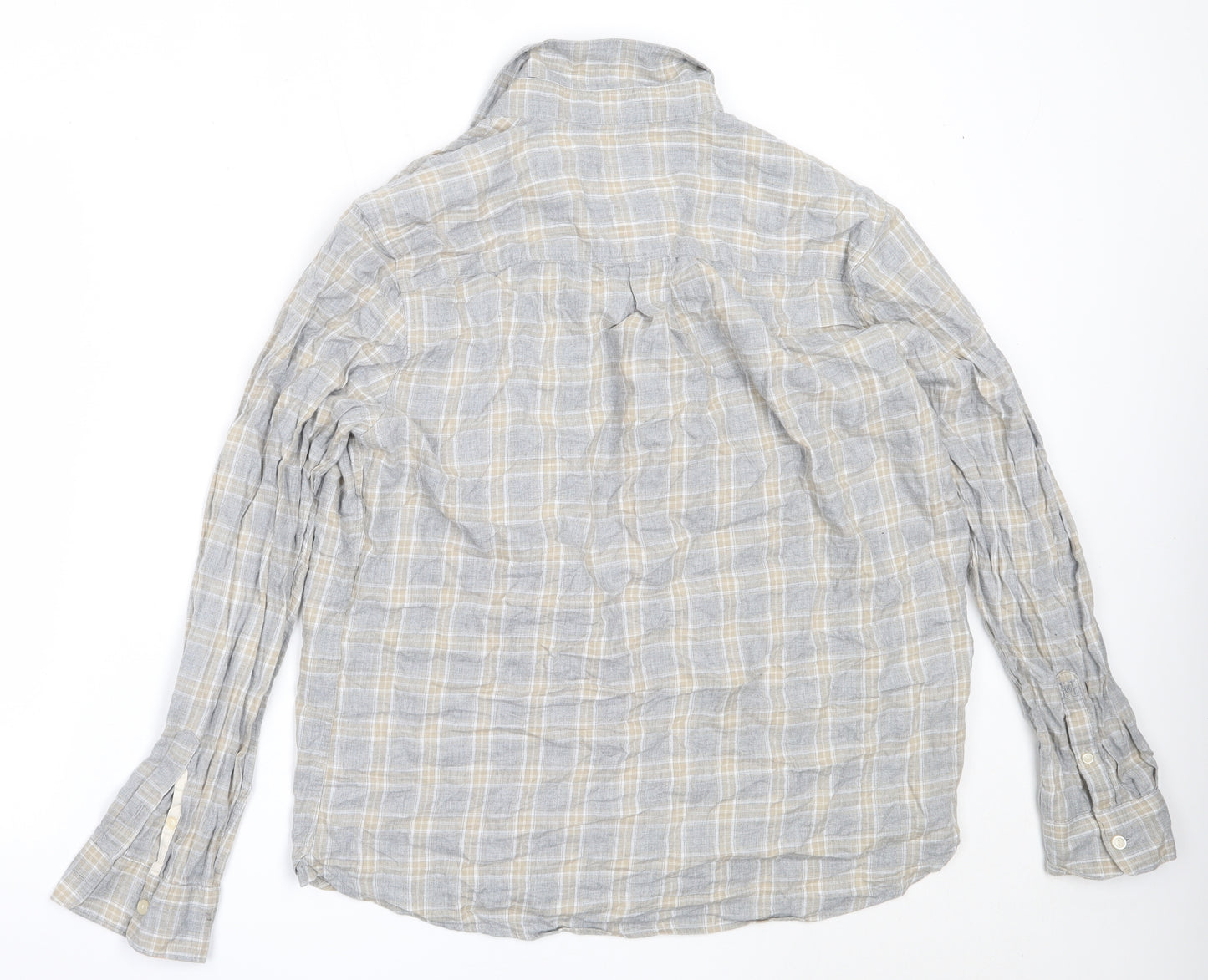 Hammond & Co Mens Grey Check Cotton  Button-Up Size L Collared