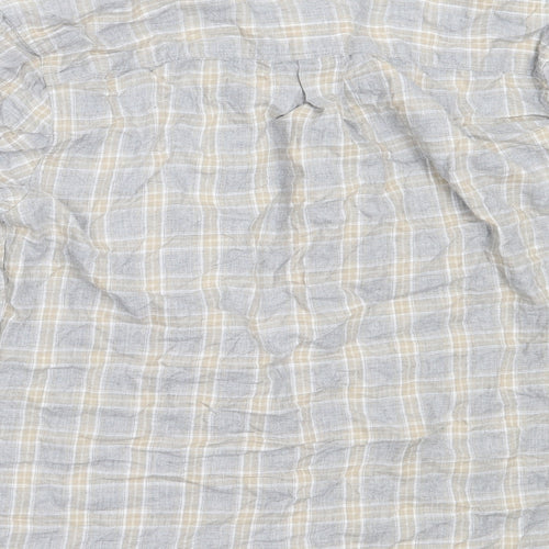 Hammond & Co Mens Grey Check Cotton  Button-Up Size L Collared