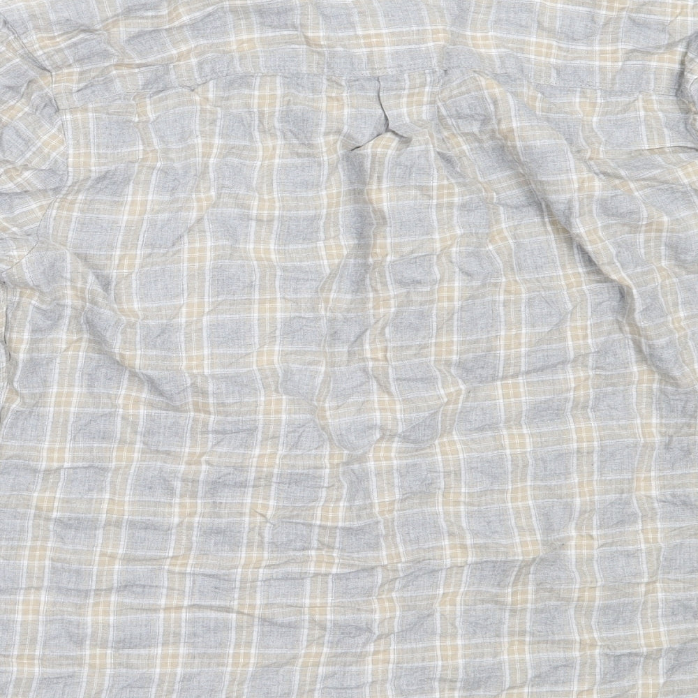 Hammond & Co Mens Grey Check Cotton  Button-Up Size L Collared