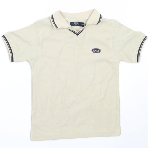 Easy Boys Beige  Cotton Basic Polo Size 4-5 Years Collared