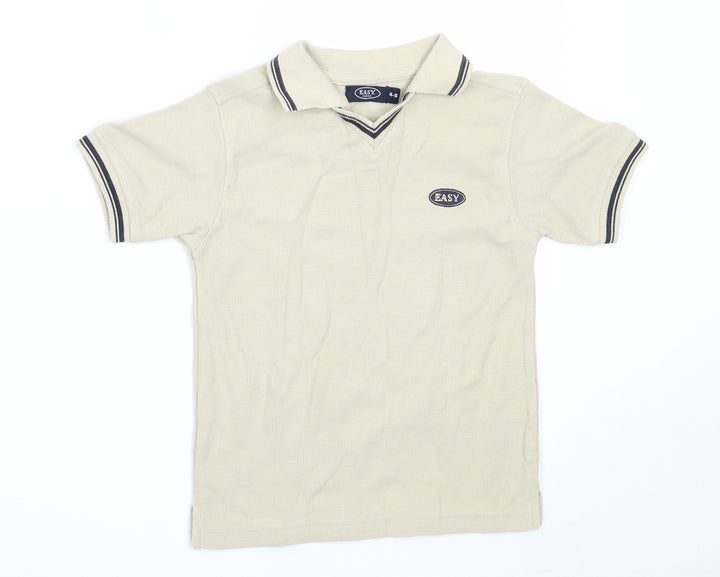 Easy Boys Beige Cotton Basic Polo Size 4-5 Years Collared
