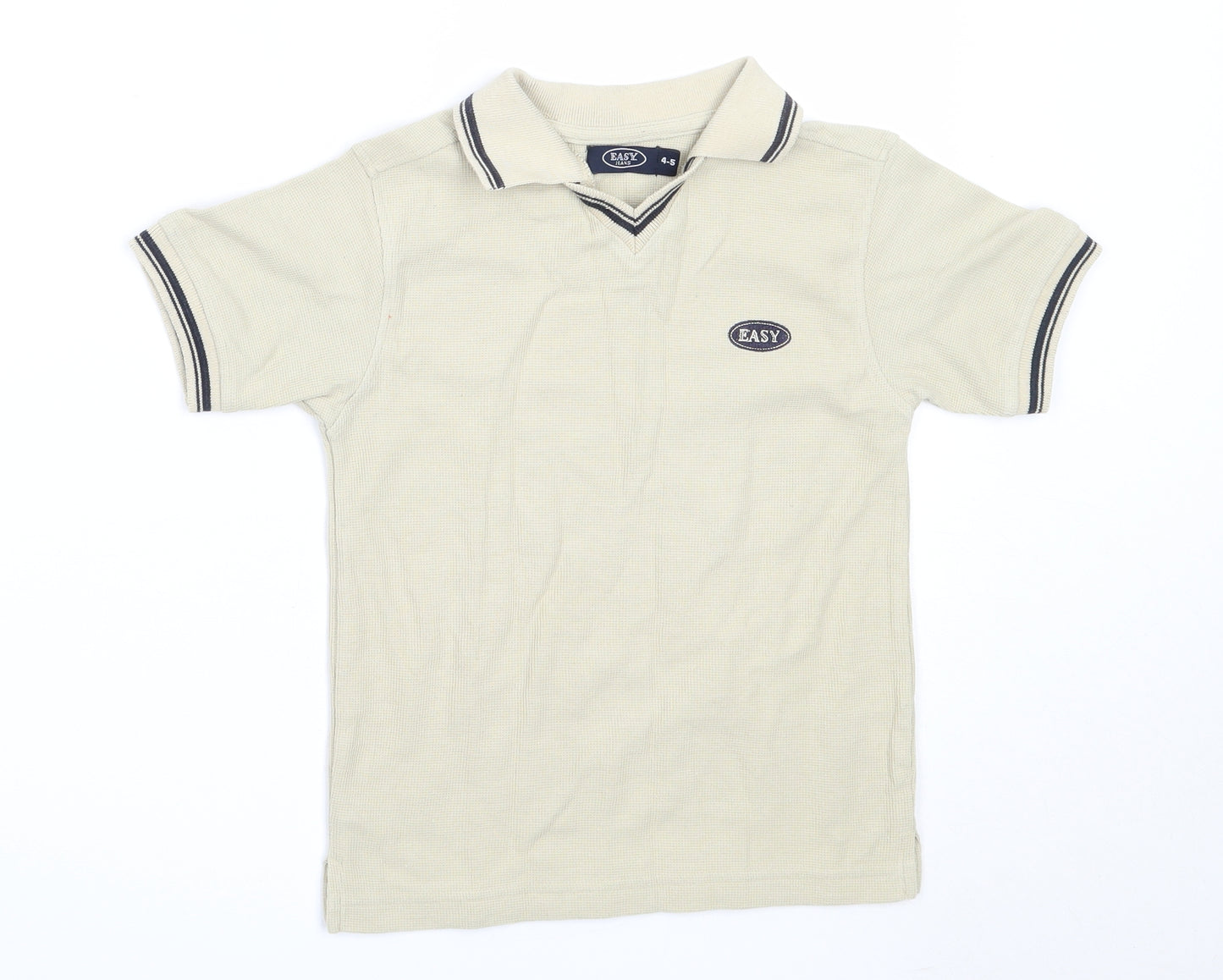 Easy Boys Beige  Cotton Basic Polo Size 4-5 Years Collared