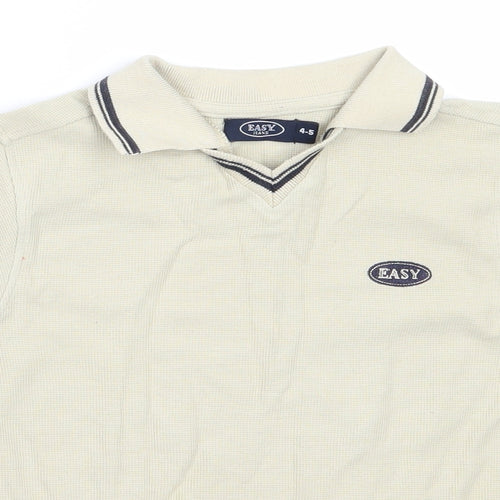 Easy Boys Beige  Cotton Basic Polo Size 4-5 Years Collared