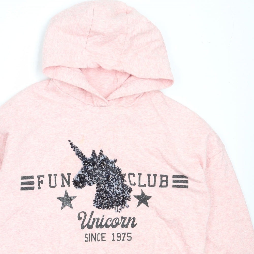 F&F Girls Pink  Cotton Pullover Hoodie Size 11-12 Years