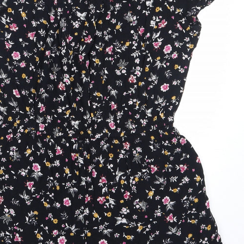 Miss Evie Girls Black Floral Viscose Playsuit One-Piece Size 12 Years