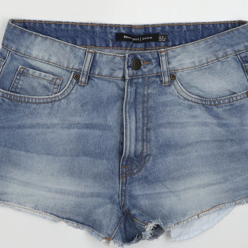 Blue Notes Womens Blue  Cotton Bermuda Shorts Size 8 L3 in Regular Button - Frayed Hem