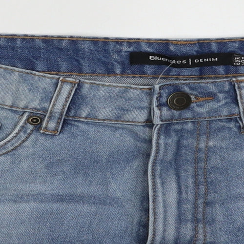 Blue Notes Womens Blue  Cotton Bermuda Shorts Size 8 L3 in Regular Button - Frayed Hem