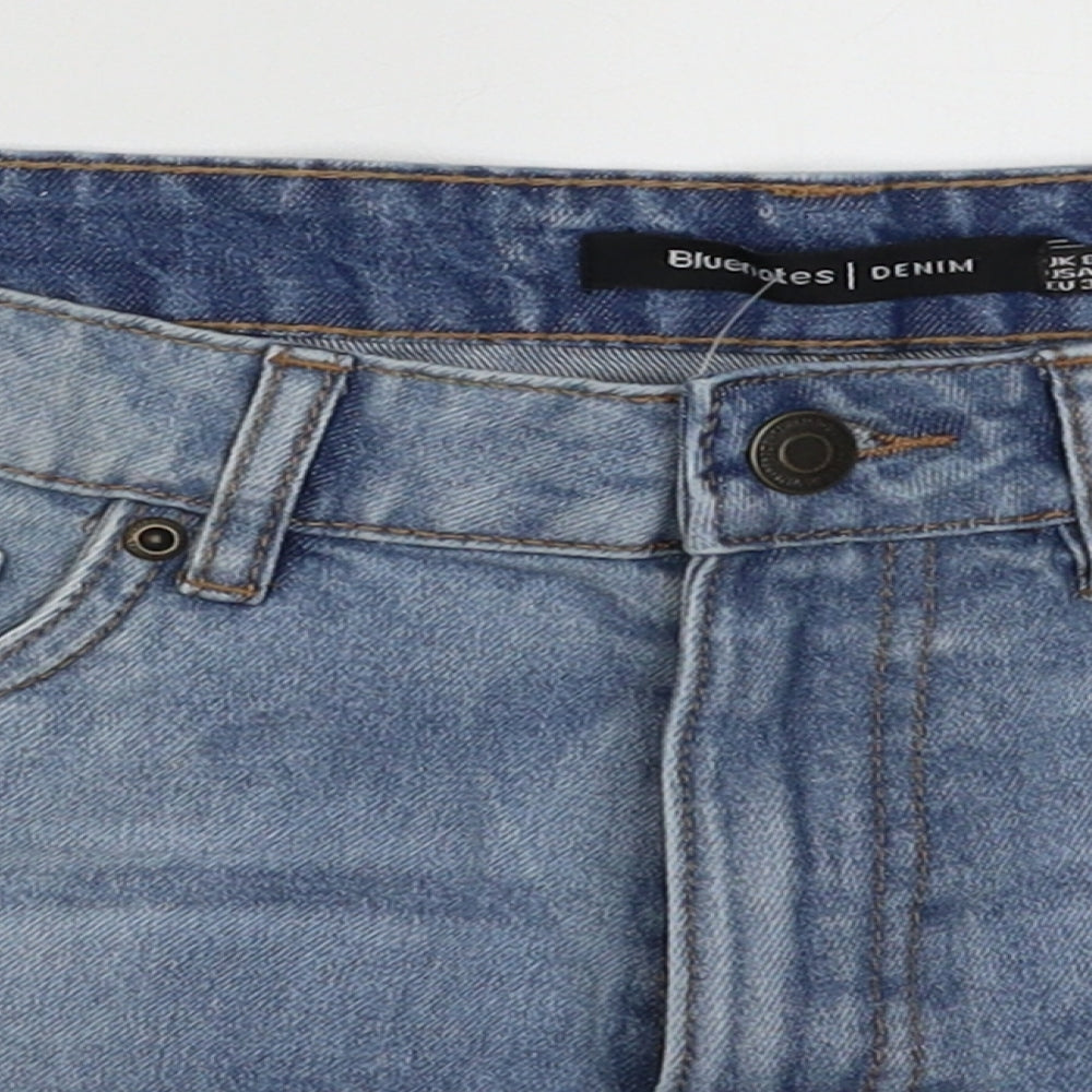 Blue Notes Womens Blue  Cotton Bermuda Shorts Size 8 L3 in Regular Button - Frayed Hem