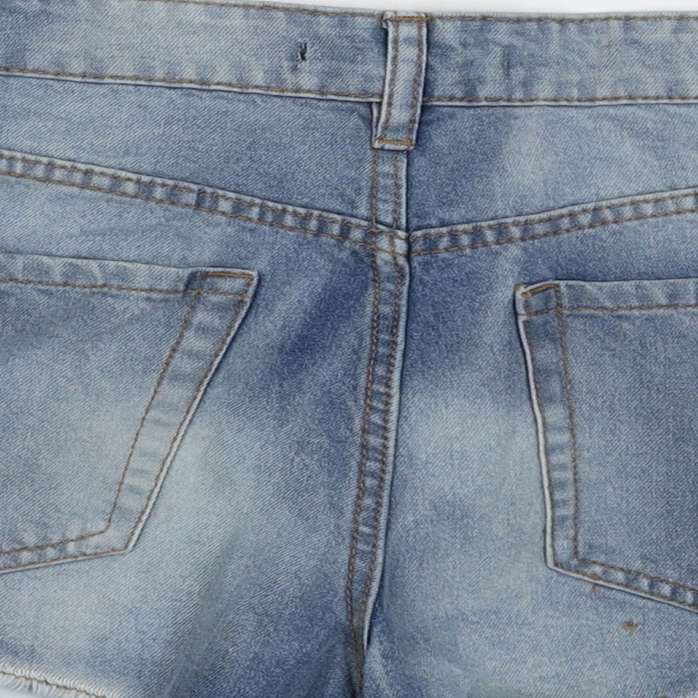 Blue Notes Womens Blue  Cotton Bermuda Shorts Size 8 L3 in Regular Button - Frayed Hem