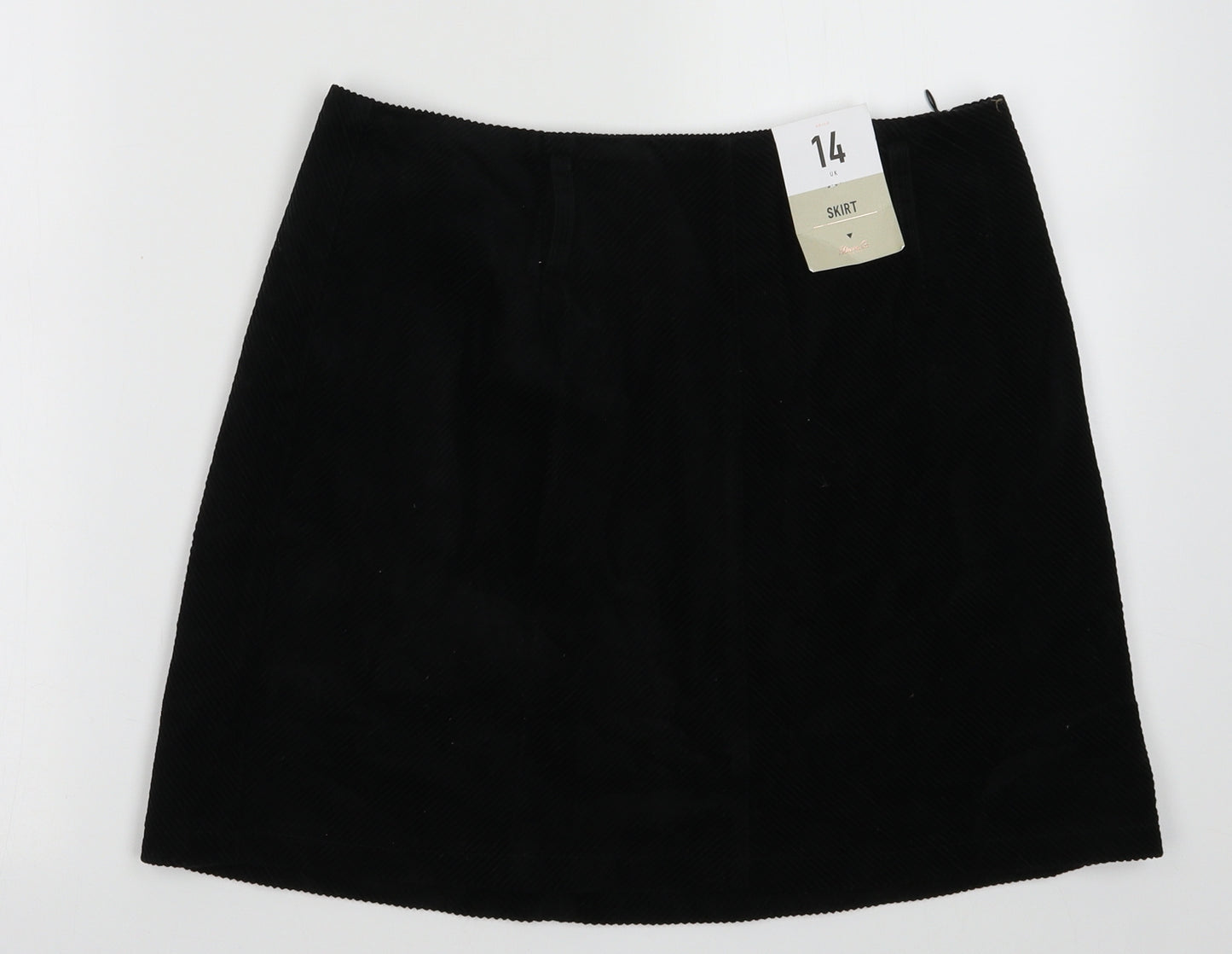 Primark Womens Black  Cotton A-Line Skirt Size 14   Zip