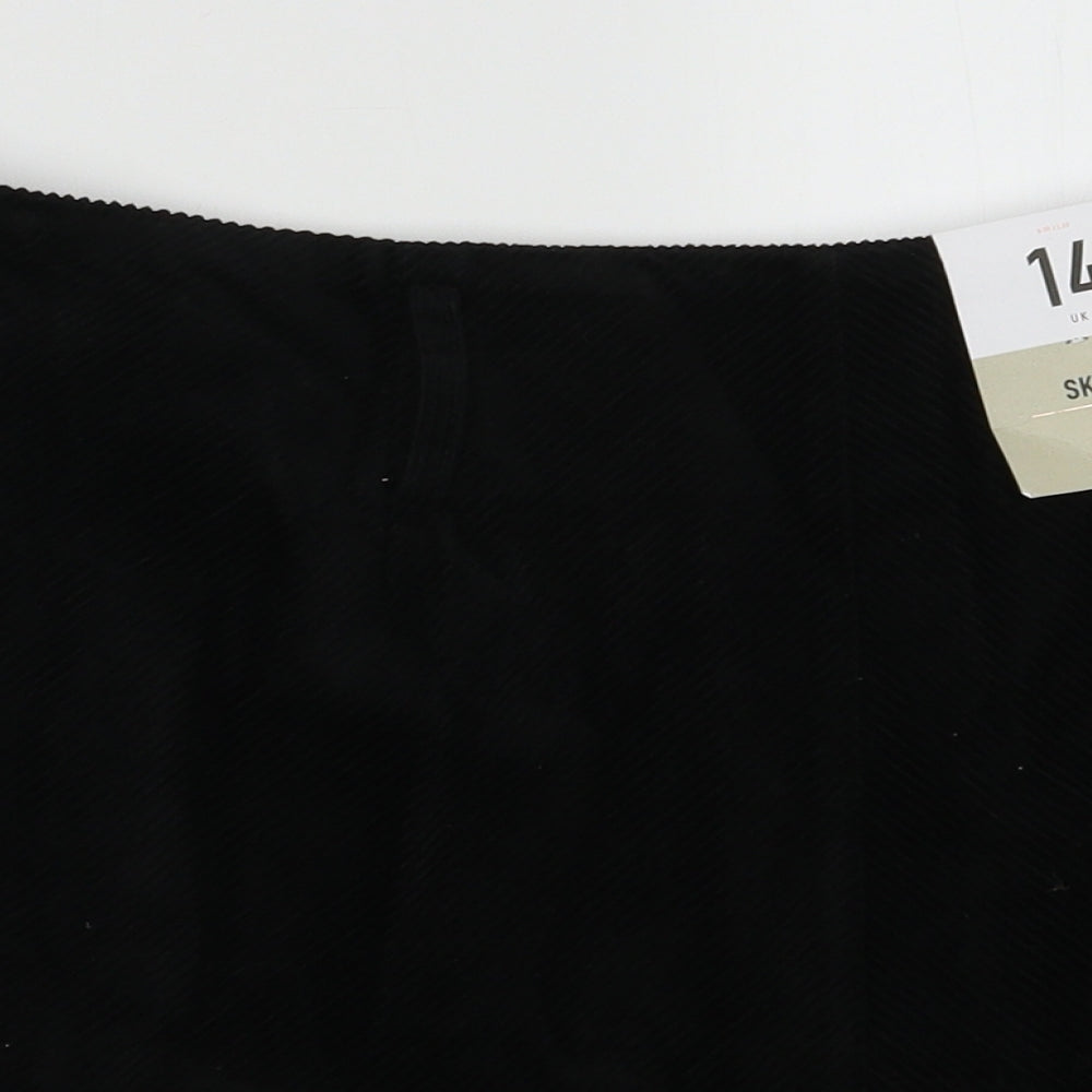 Primark Womens Black  Cotton A-Line Skirt Size 14   Zip