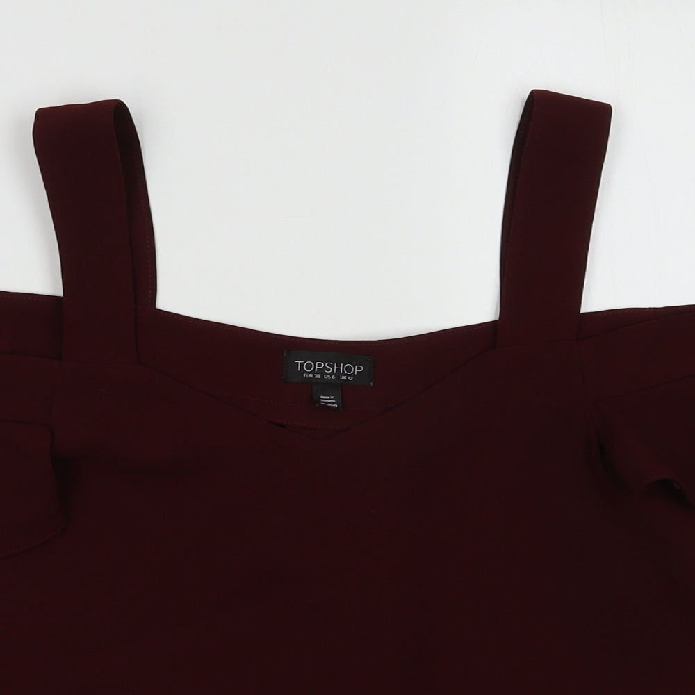 Topshop Womens Purple  Polyester Basic Tank Size 10 V-Neck - cold shoudler