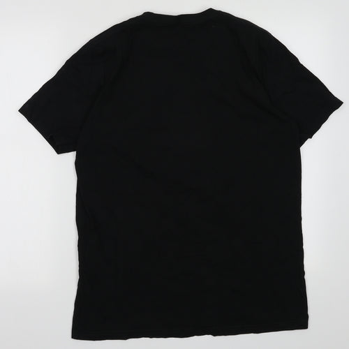 sainsburys Mens Black  Cotton  T-Shirt Size M Crew Neck  - Christmas