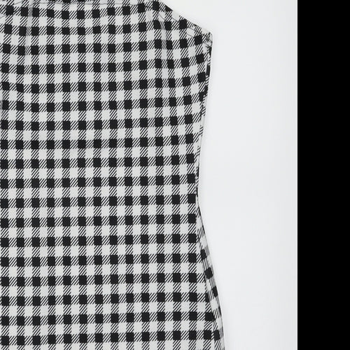 SheIn Womens White Check Polyester Bodycon  Size XS  Scoop Neck Pullover