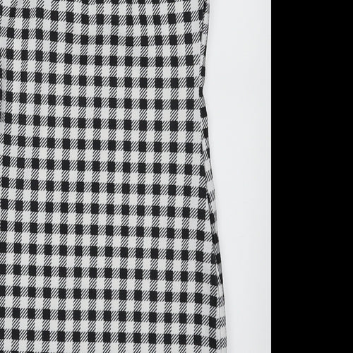 SheIn Womens White Check Polyester Bodycon  Size XS  Scoop Neck Pullover