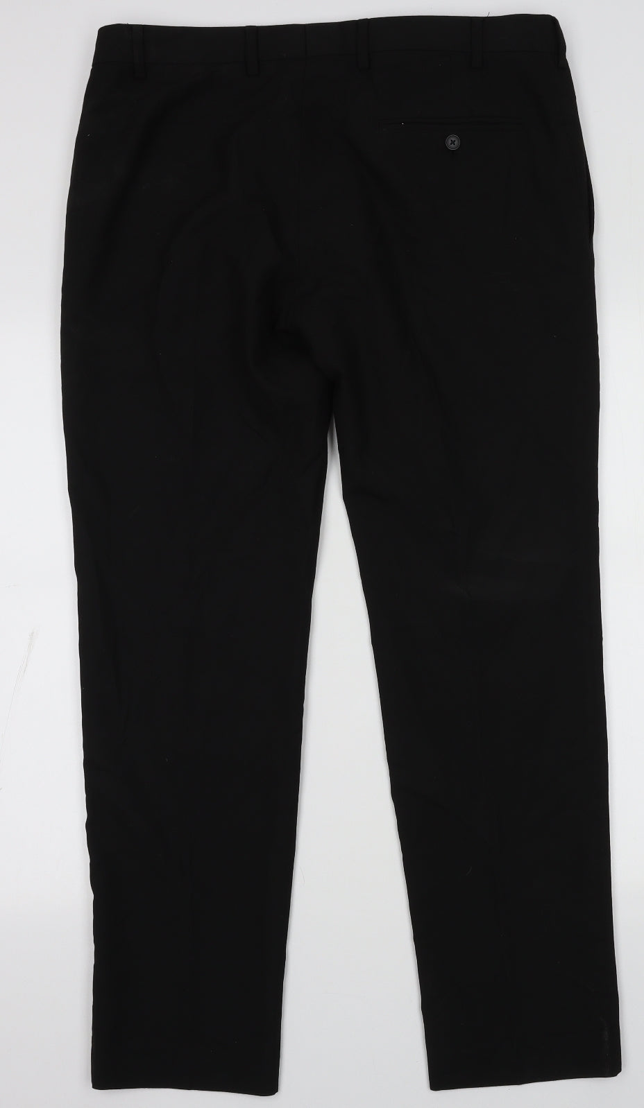Preworn Mens Black  Polyester Trousers  Size 36 L32 in Regular Hook & Eye