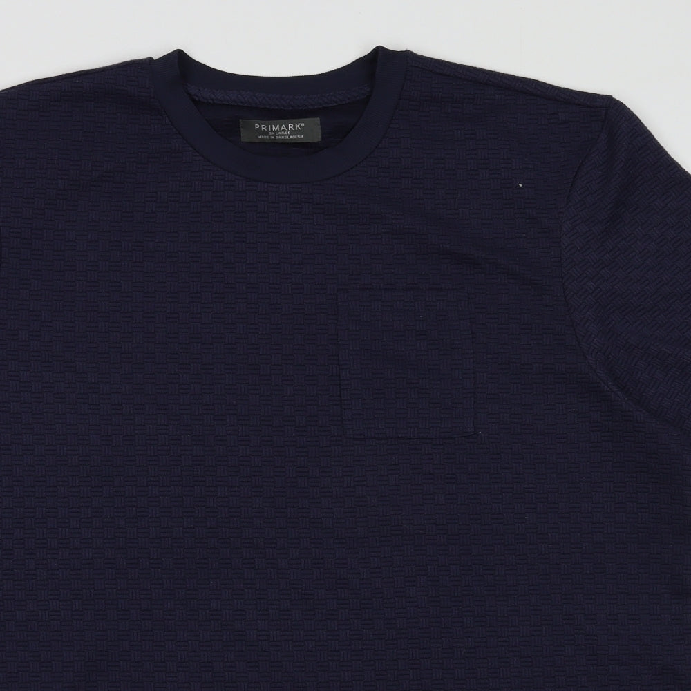 Primark Mens Purple Geometric Polyester  T-Shirt Size 3XL Crew Neck