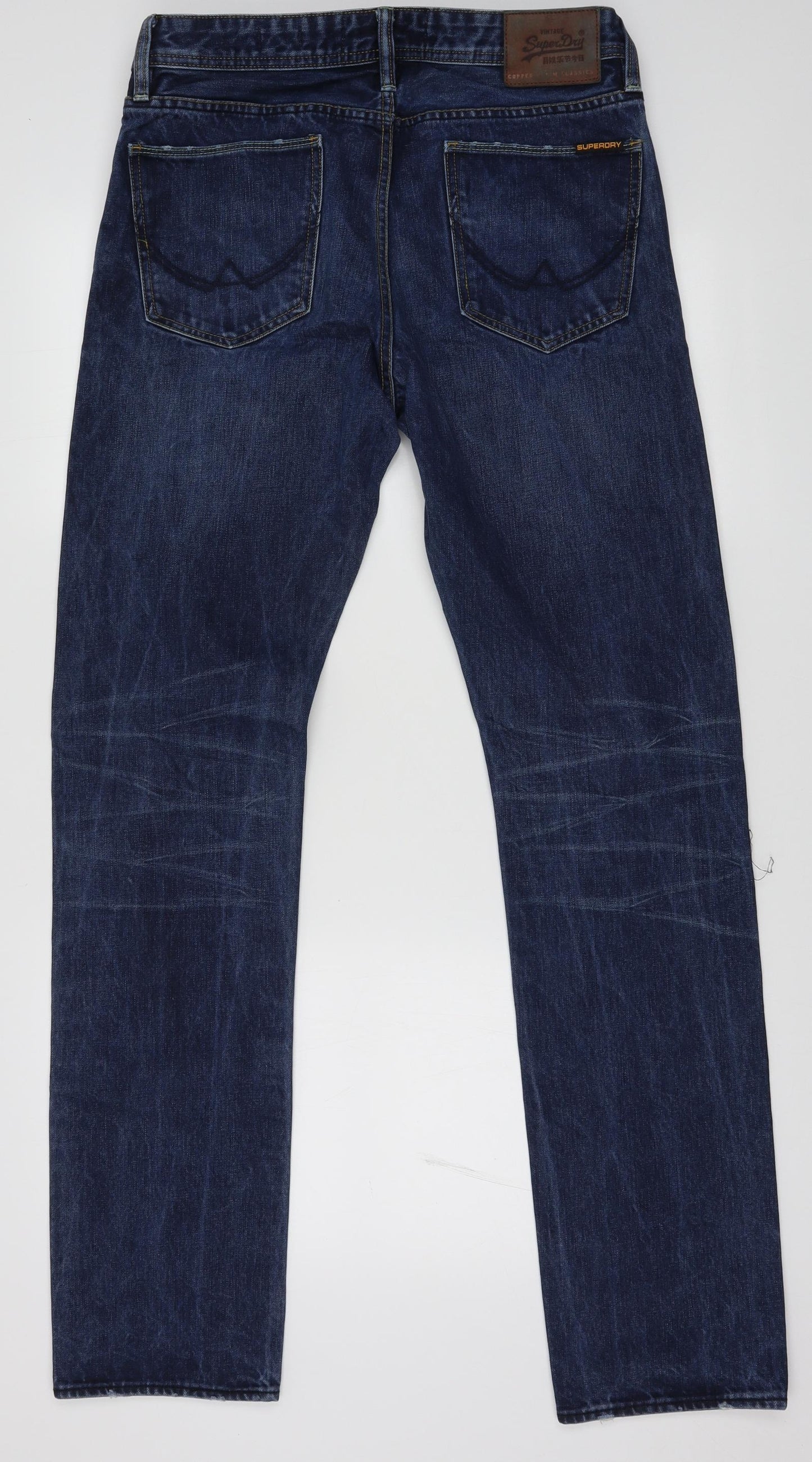 Superdry Mens Blue  Cotton Straight Jeans Size 31 L34 in Regular Button
